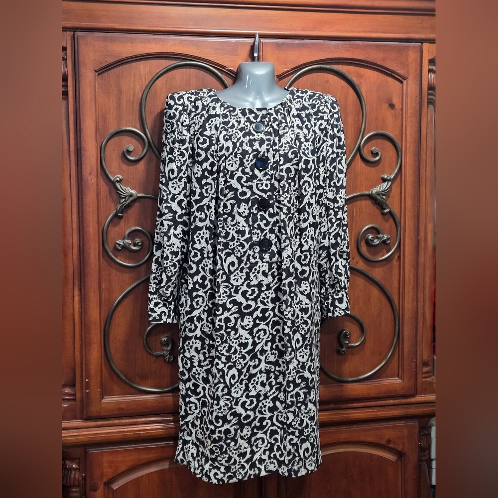 Vintage Helga Black and White Patterned Dress